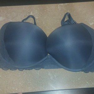 Elegant Blue Lace Trim Bra